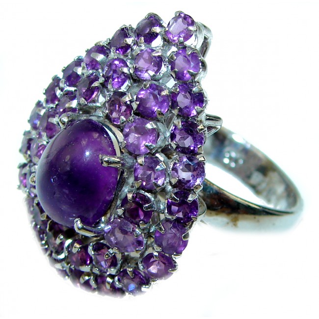 Spectacular genuine Amethyst .925 Sterling Silver Handcrafted Ring size 8 3/4