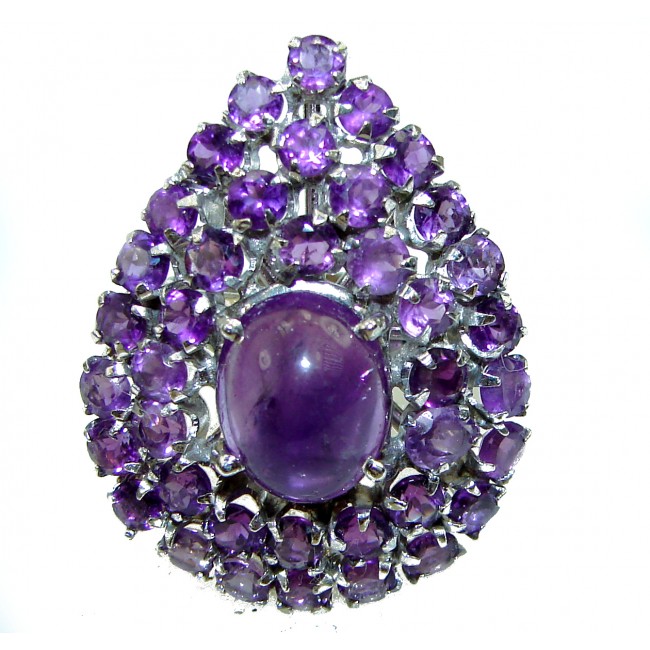 Spectacular genuine Amethyst .925 Sterling Silver Handcrafted Ring size 8 3/4