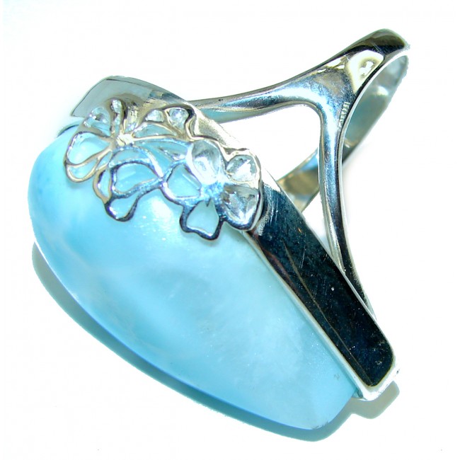Precious Blue Larimar .925 Sterling Silver handmade ring size 7 1/2