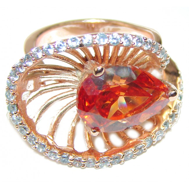 Golden Rose Authentic Golden Topaz Rose Gold over .925 Sterling Silver handcrafted Large ring; s. 6