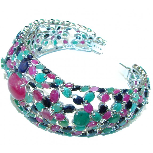 Diva's Desire authentic Ruby .925 Sterling Silver handmade Huge Bracelet