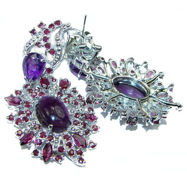 Just Spectacular Amethyst Garnet .925 Sterling Silver handcrafted earrings