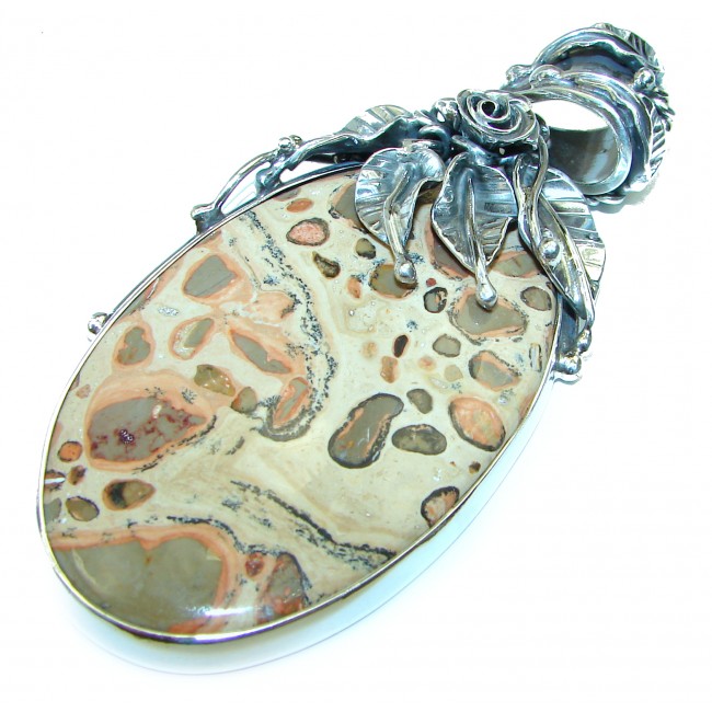Fancy Vintage Design Fossilized Crinoid .925 Sterling Silver hadcrafted pendant