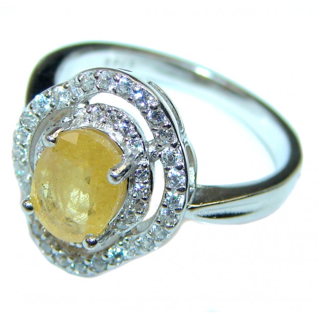6.5 carat Yellow Sapphire .925 Sterling Silver handcrafted ring size 7