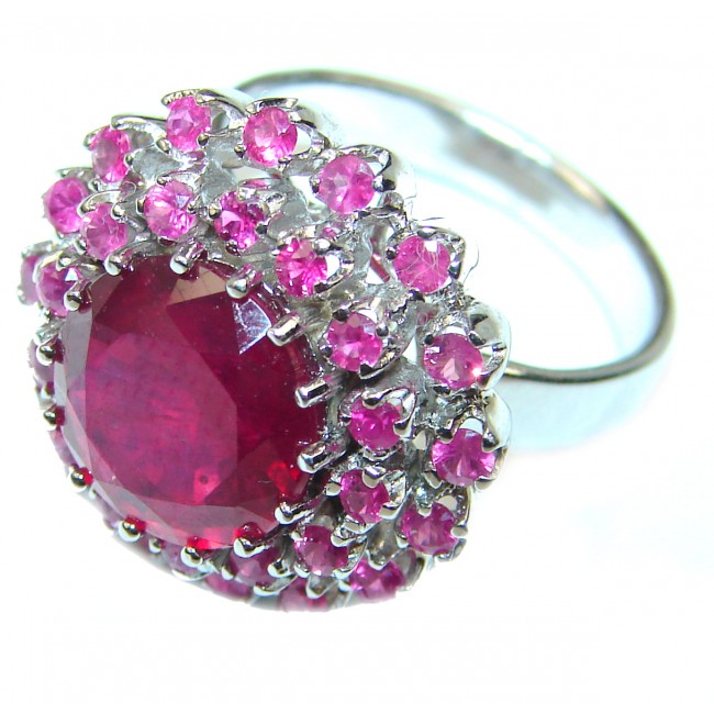 Luxurious Genuine Ruby .925 Sterling Silver handmade Ring size 6 1/4
