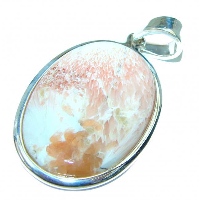 Natural Peach color Opal .925 Sterling Silver handmade Pendant