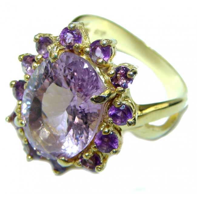 Spectacular genuine Amethyst 14K Gold over.925 Sterling Silver Handcrafted Ring size 8