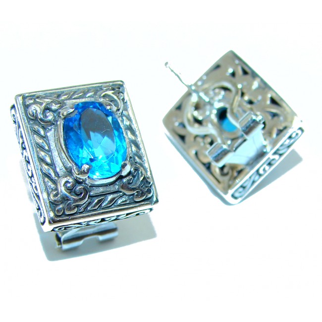 Pacifica genuine Swiss Blue Topaz .925 Sterling Silver handcrafted earrings