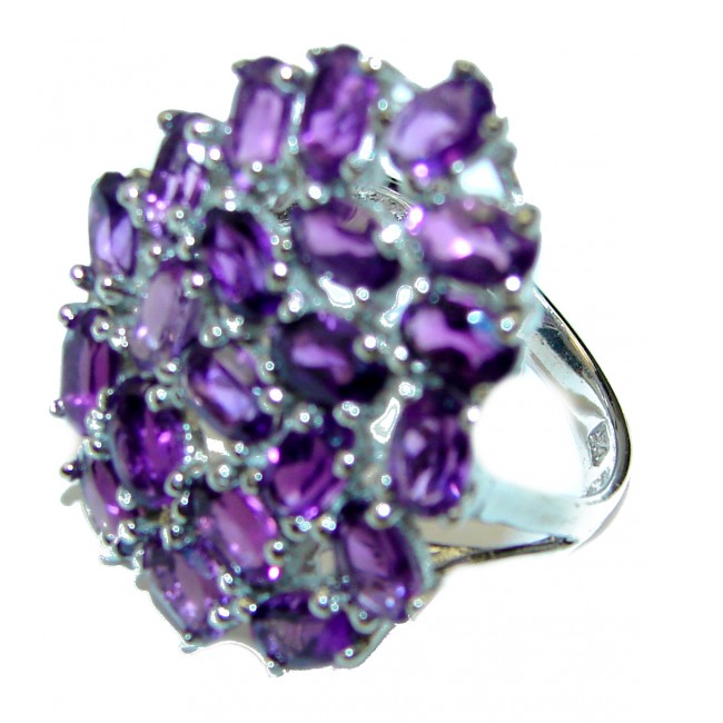 Spectacular genuine Amethyst .925 Sterling Silver Handcrafted Ring size 7 1/2