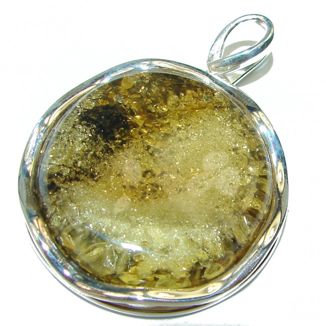 Natural Green Baltic Amber .925 Sterling Silver handmade Pendant