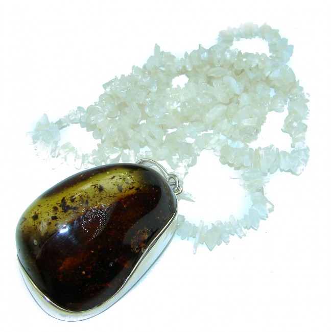Huge 58.8 grams Natural Baltic Amber .925 Sterling Silver handmade Pendant
