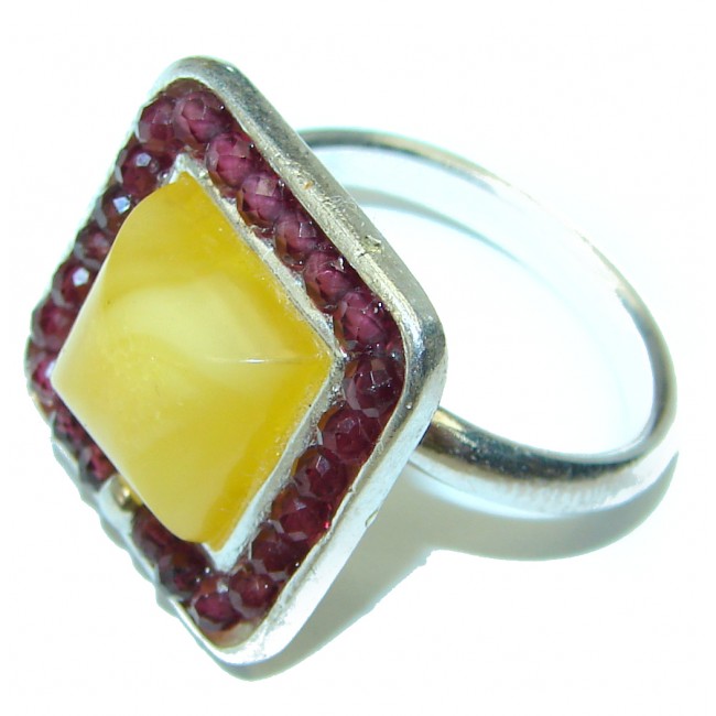 Authentic Baltic Amber .925 Sterling Silver handcrafted ring; s. 8 1/2