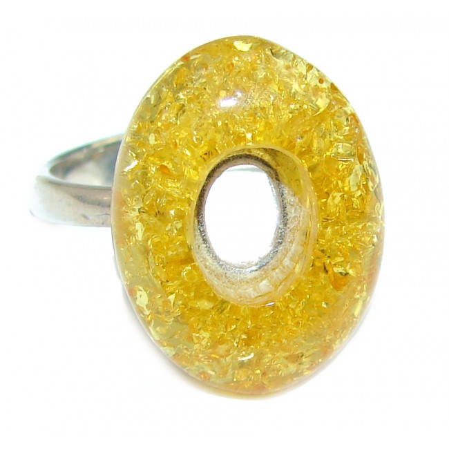 Authentic Baltic Amber .925 Sterling Silver handcrafted ring; s. 6 1/4
