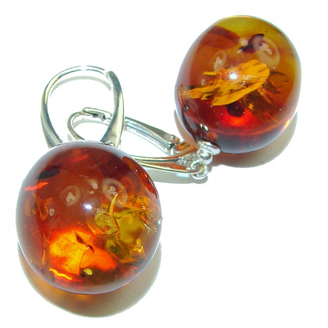 Baltic Polish Amber Gold over .925 Sterling Silver Earrings