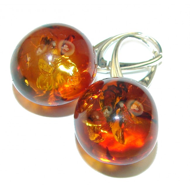 Baltic Polish Amber Gold over .925 Sterling Silver Earrings
