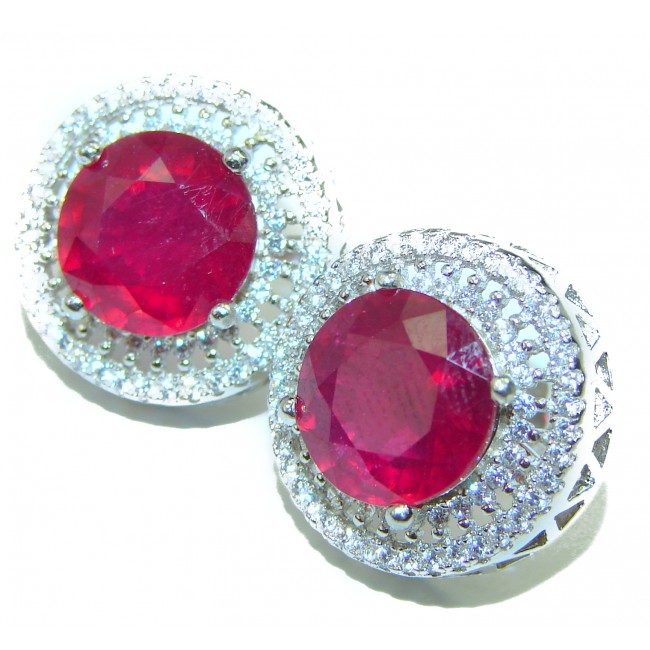 Spectacular 10.5 carat Ruby .925 Sterling Silver handcrafted earrings