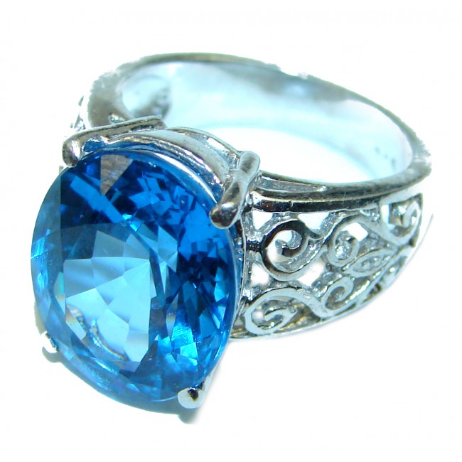 Authentic Swiss Blue Topaz .925 Sterling Silver handmade Ring size 6
