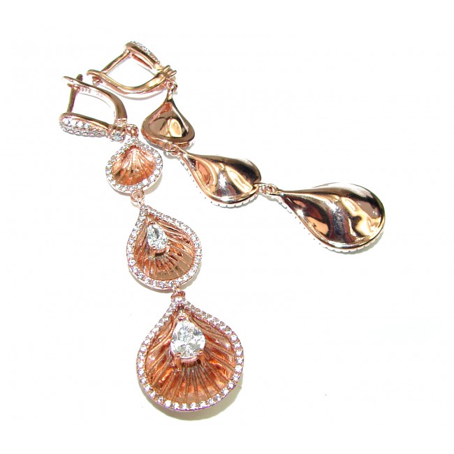 Luxury White Topaz 14K Rose Gold over .925 Sterling Silver handcrafted incredible earrings
