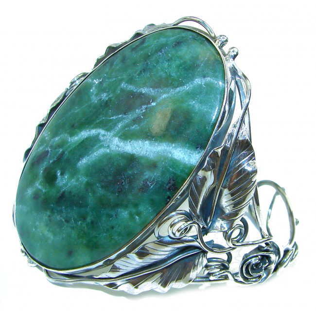 Incredible Aventurine .925 Sterling Silver Large handcrafted Bracelet / Cuff