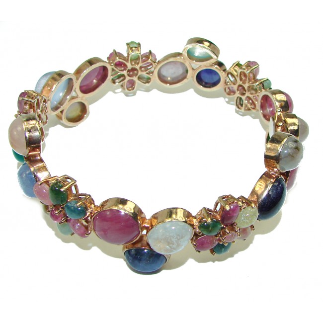 Summer Vibe genuine Multi gem 14K Rose Gold over .925 Sterling Silver Bracelet / Bangle