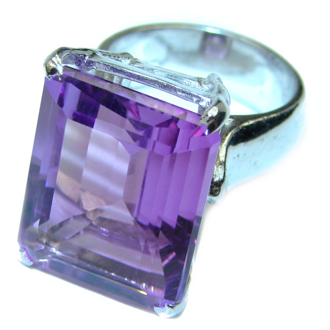 Spectacular genuine Amethyst .925 Sterling Silver Handcrafted Ring size 7
