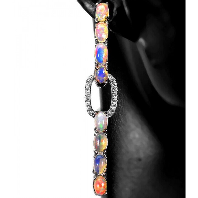 Authentic Ethiopian Opal .925 Sterling Silver handmade earrings