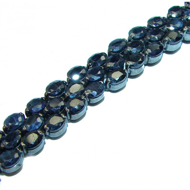 Authentic deep Blue Sapphire black rhodium over .925 Sterling Silver handcrafted Bracelet