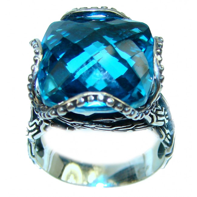 Authentic Swiss Blue Topaz .925 Sterling Silver handmade Ring size 6