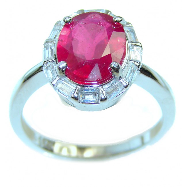 Luxurious Genuine Ruby .925 Sterling Silver handmade Ring size 7