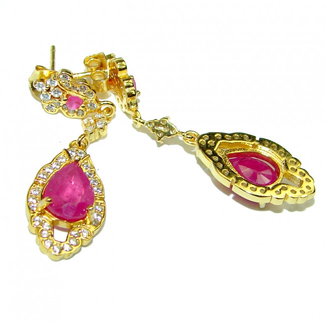 Spectacular Ruby 14K Gold over .925 Sterling Silver handcrafted earrings