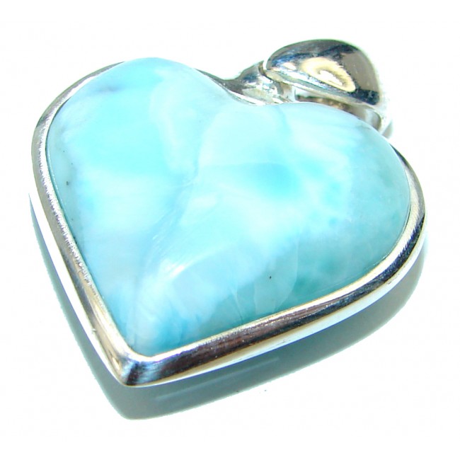 Blue Angel's Heart amazing quality Larimar .925 Sterling Silver handmade pendant