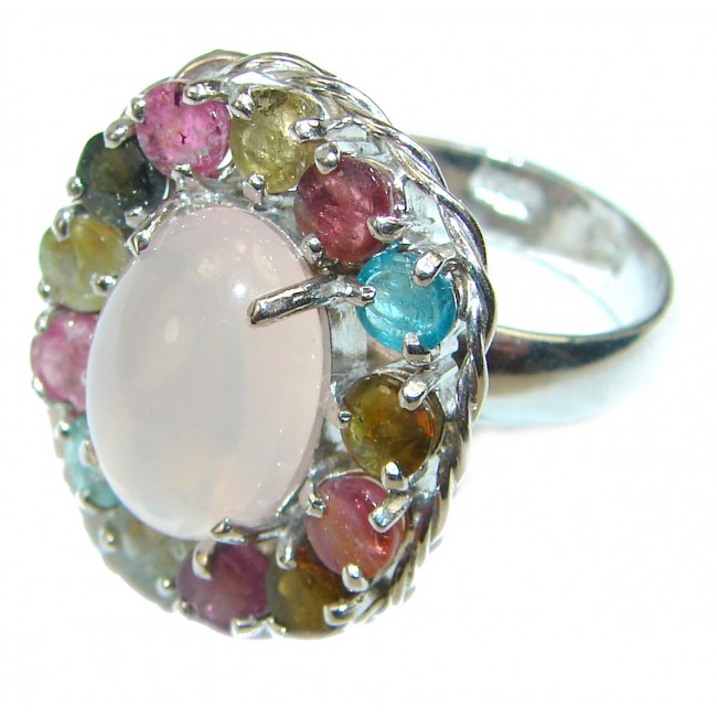 Best quality Rose Quartz .925 Sterling Silver handcrafted Ring Size 8