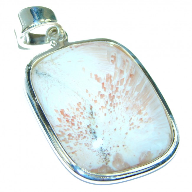 Natural Peach color Opal .925 Sterling Silver handmade Pendant