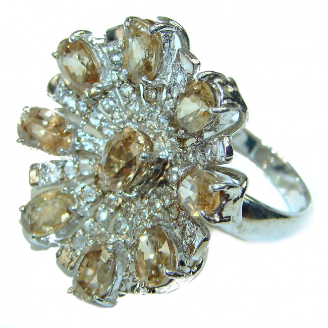 Isabella Champagne Smoky Topaz .925 Sterling Silver Cocktail Ring size 9 1/4