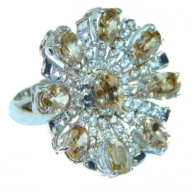 Isabella Champagne Smoky Topaz .925 Sterling Silver Cocktail Ring size 9 1/4