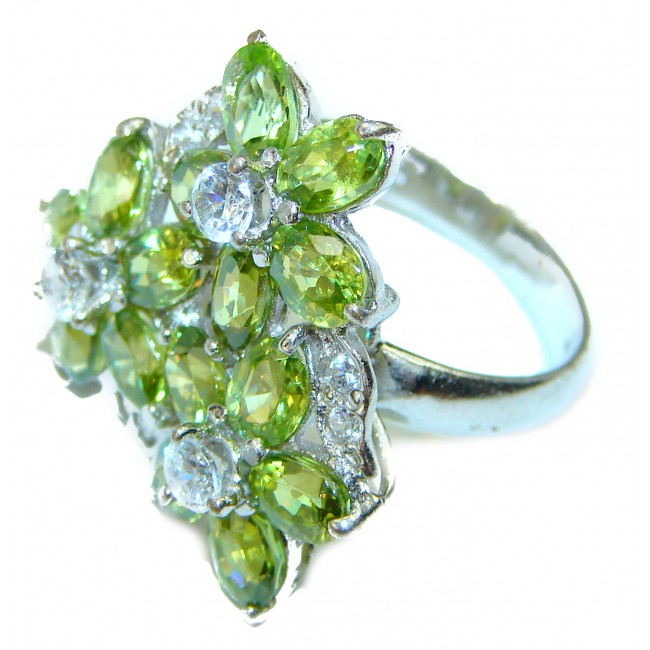 Spectacular Authentic Peridot .925 Sterling Silver handmade Ring size 8
