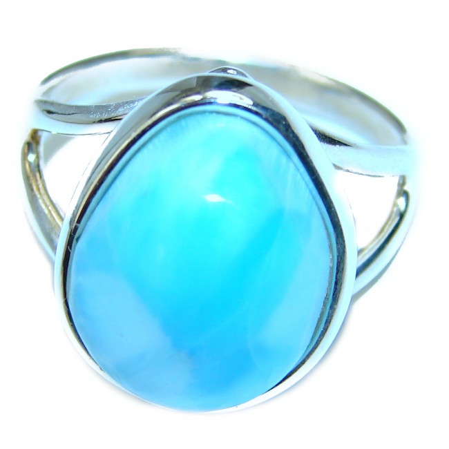 Precious Blue Larimar .925 Sterling Silver handmade ring size 10