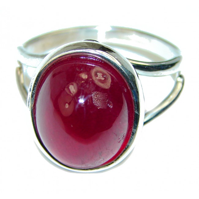 Red Rose unique Ruby .925 Sterling Silver handcrafted Cocktail Ring size 8 3/4