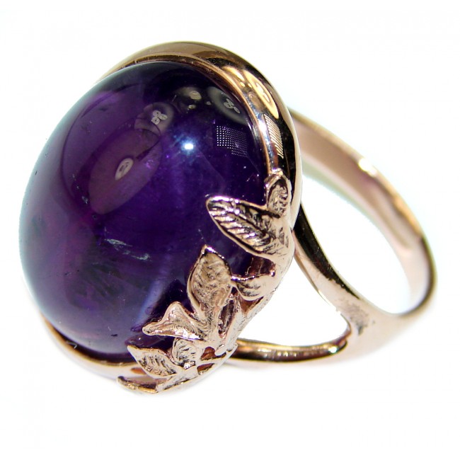 Spectacular genuine Amethyst 14K Gold over .925 Sterling Silver Handcrafted Ring size 9