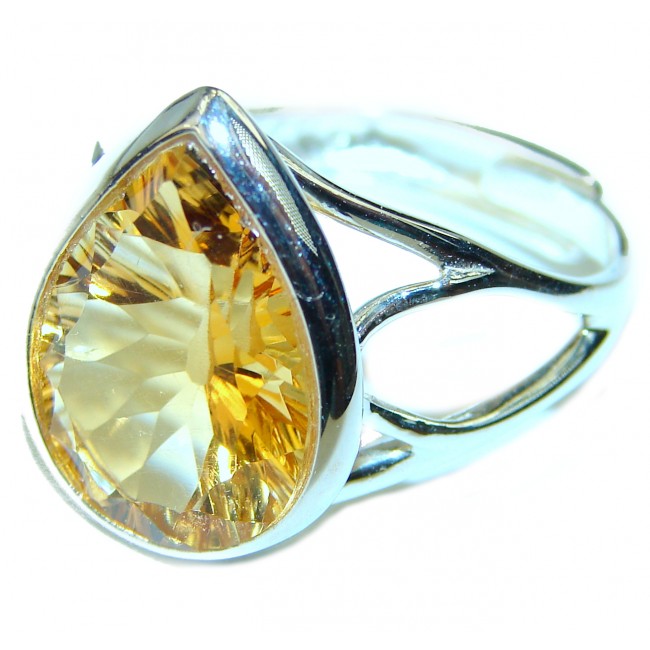 8.6 carat Natural Citrine .925 Sterling Silver handmade Cocktail Ring s. 8 1/2