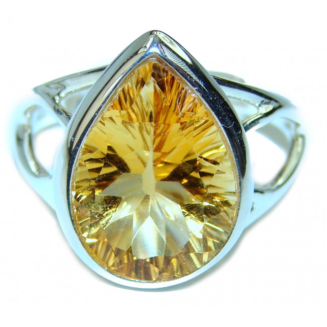 8.6 carat Natural Citrine .925 Sterling Silver handmade Cocktail Ring s. 8 1/2