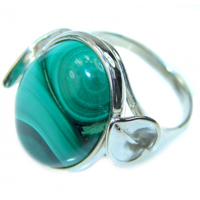 Green Beauty Malachite .925 Sterling Silver handcrafted ring size 6 1/2