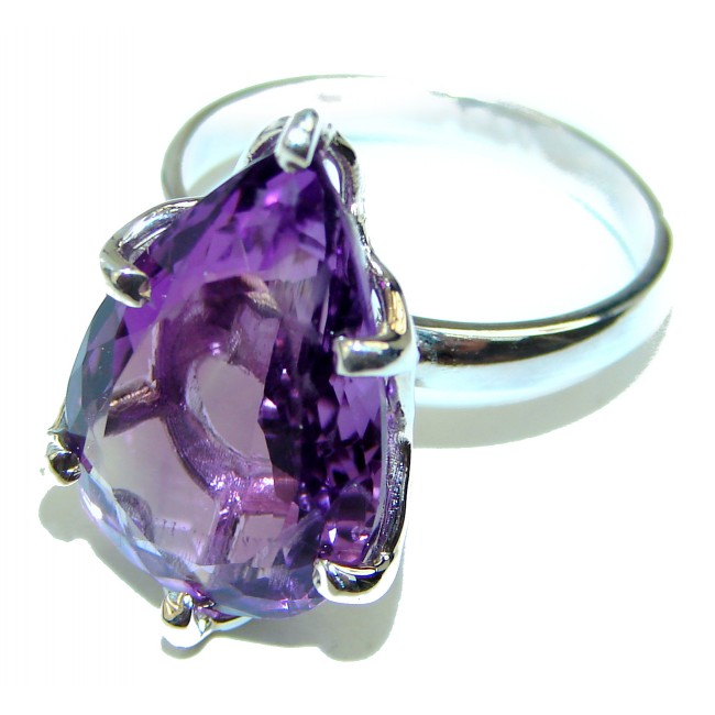 Spectacular genuine Amethyst .925 Sterling Silver Handcrafted Cocktail Ring size 8 1/4