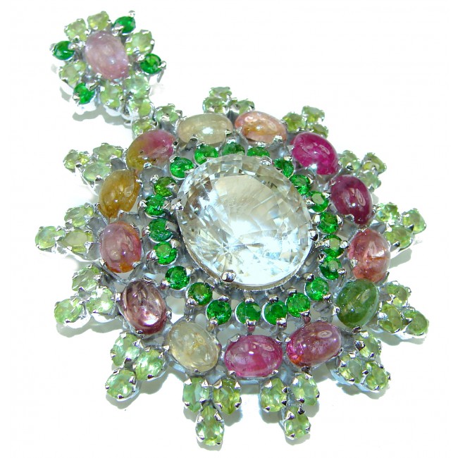 Incredible Green Amethyst .925 Sterling Silver handcrafted pendant - brooch