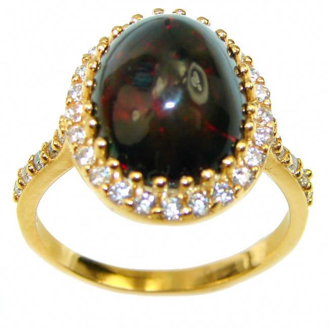 Vintage Design 14.2ctw Genuine Black Opal 14K Gold over .925 Sterling Silver handmade Ring size 7 1/4