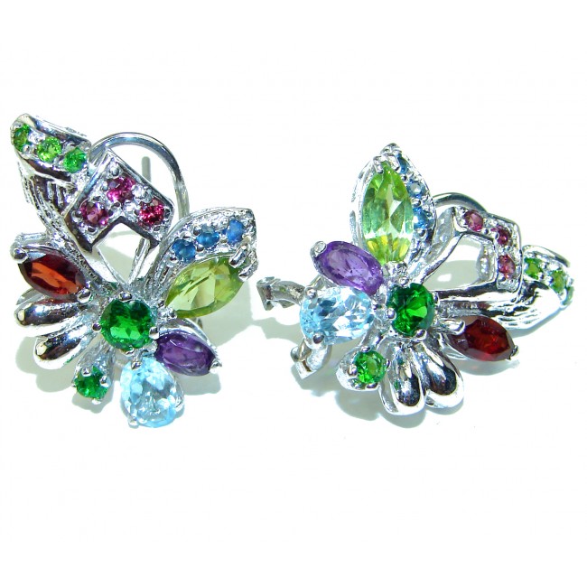 Authentic Exotic Multigem .925 Sterling Silver handcrafted earrings