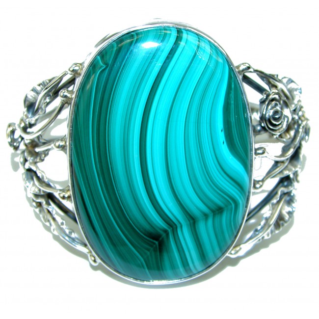 LARGE Incredible authentic Egyptian Malachite .925 Sterling Silver handcrafted Bracelet