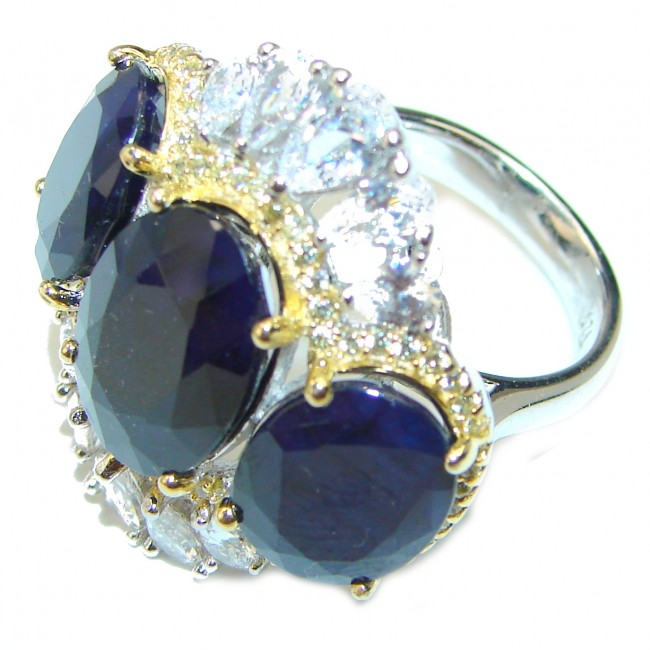 Incredible Authentic Sapphire .925 Sterling Silver Statement Ring size 6