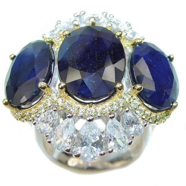 Incredible Authentic Sapphire .925 Sterling Silver Statement Ring size 6
