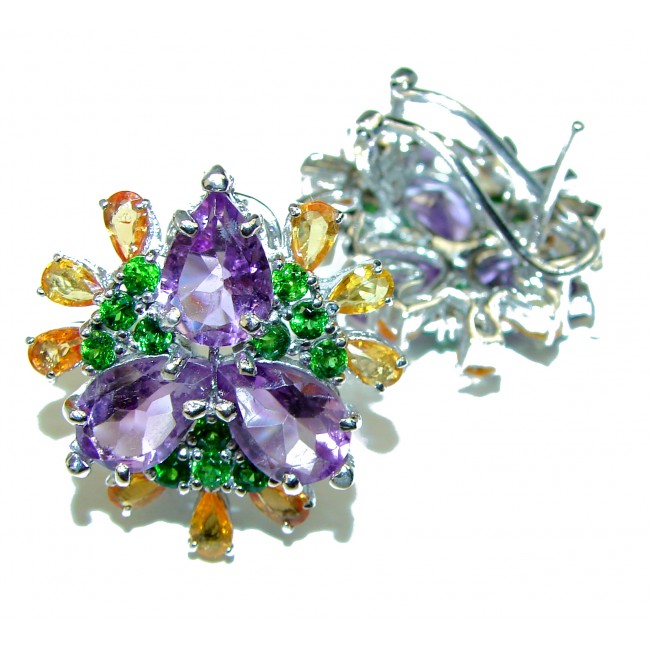 Spectacular Amethyst Citrine .925 Sterling Silver handcrafted earrings
